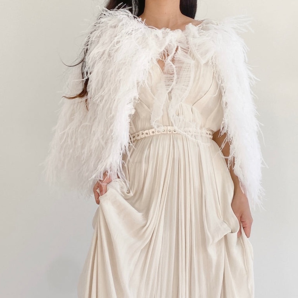 *SOLD* Vintage Ostrich Feather & Tulle Bridal Cape